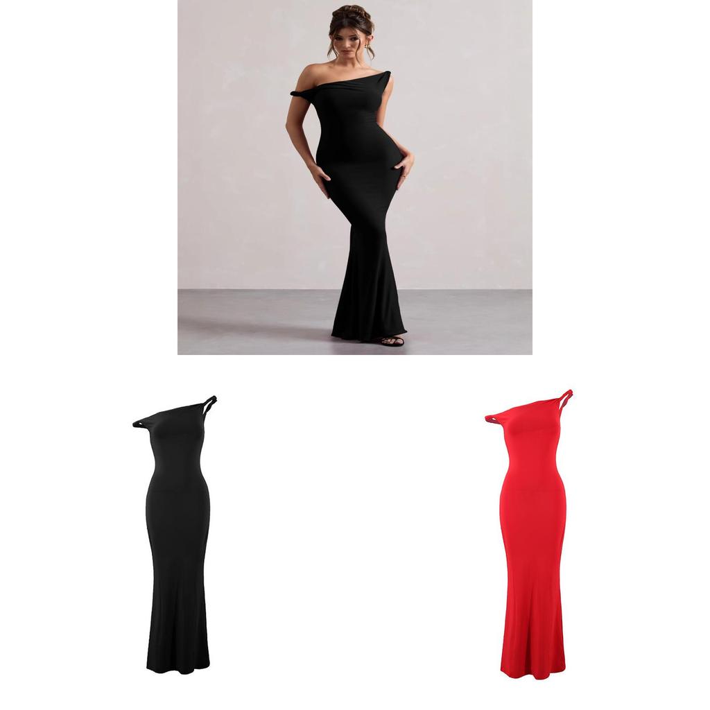 Sexy Elegant Off Shoulder Bodycon Dress With Handcrafted Splicing For Evening And Party Wear