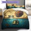 Map Ocean Architecture Pattern Bedding Quilt Set  Home Decoration  Gift (1 * duvet cover + 2 * pillowcase  without core)