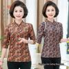 Autumn Cotton Lapel T-shirt for Middle-aged & Elderly Women - Long-Sleeve, Loose Fit, Plus Size