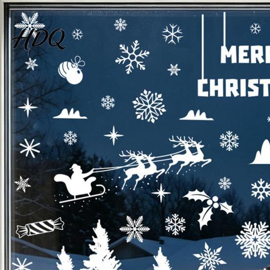 Waterproof Wall Stickers 9PCS Christmas Static Stickers Snow-covered Landscape Removable PVC Decals Window Film Glass Clings for Store Windows