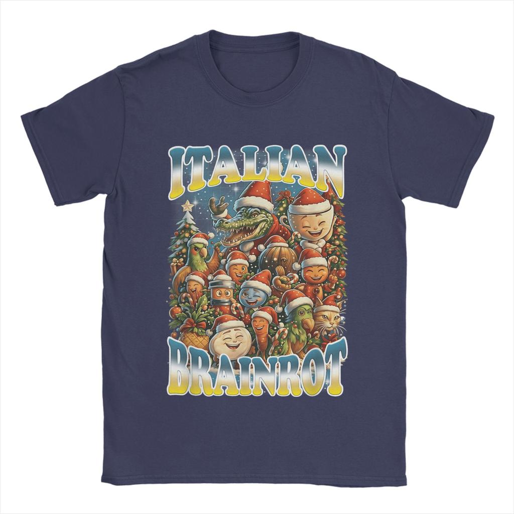 Italian Brainrot Christmas Meme Chaos T-Shirt for Men Funny  Tee Shirt Round Neck Short Sleeve T Shirts New Arrival Clothing