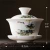 Čajová mísa Keramický šálek čaje Polévka Tureen Čínská keramika Gaiwan Porcelán Gaiwan Bílé víko Miska Lotos Ruční kresba Gai Wan Shen Puer