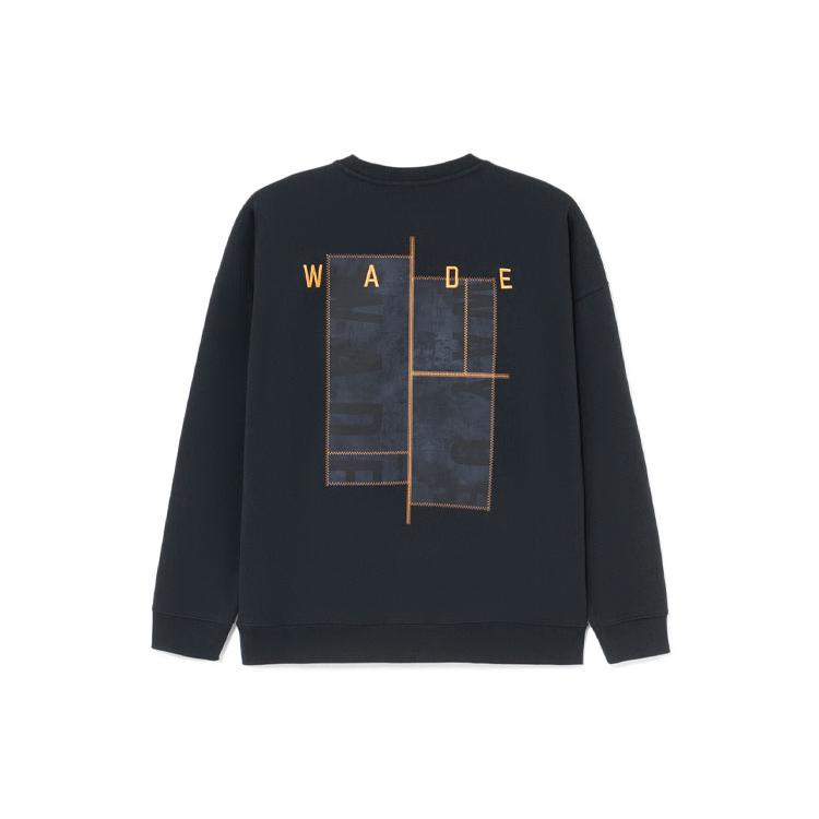 Li Ning Sweatshirts Unisex Black Crew Neck Moderate Regular AWDS109-1 S