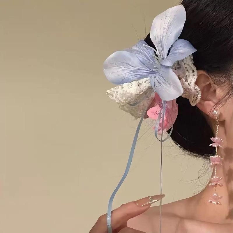 Summer Atmosphere Simulation Flower Hairpin Super Fairy Side Streamer Headdress Hair Accessories Seaside Photo Artifact