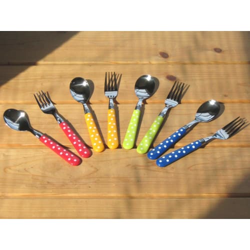 Nagao Tsubame-Sanjo Color Dot Lunch Spoon/Fork, Green, Made In Japan