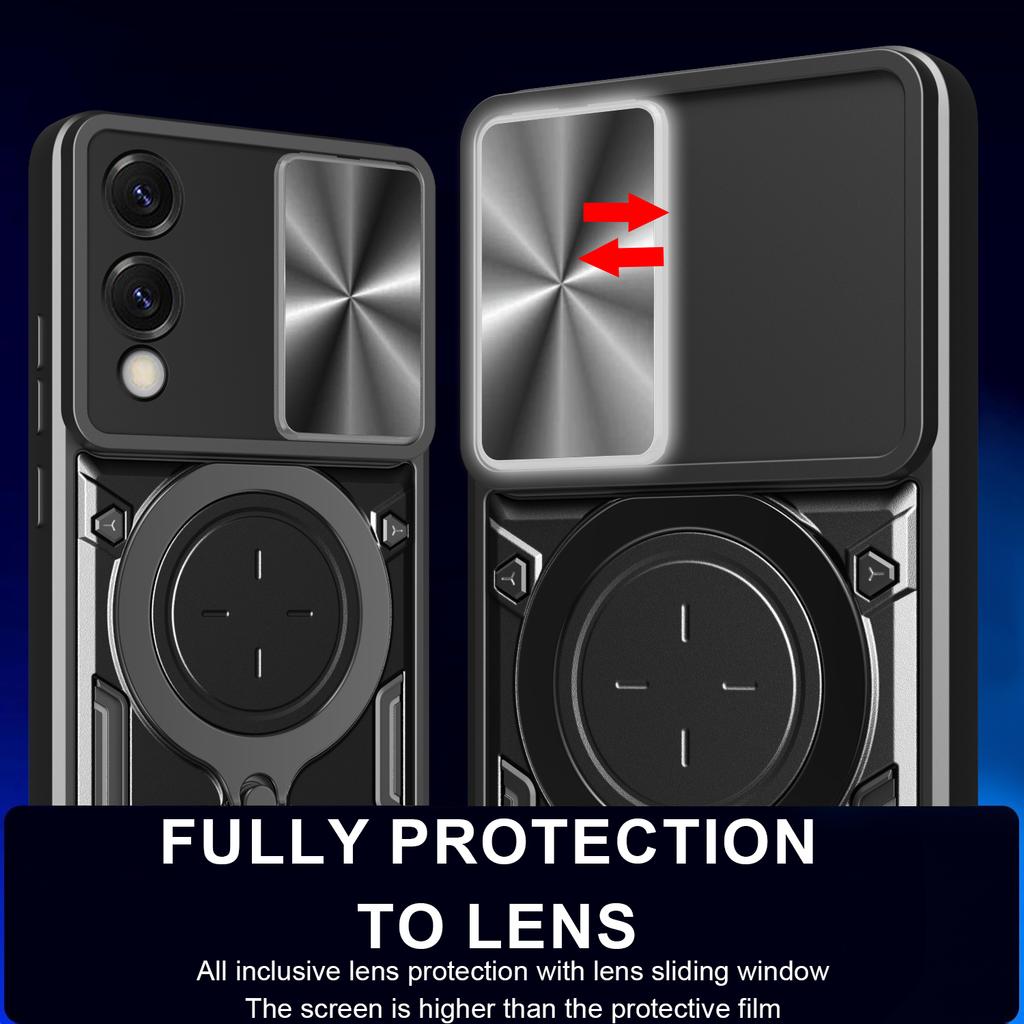 For Samsung Galaxy S25 Edge Case TPU + PC Phone Cover with Kickstand , Slide Lens Window