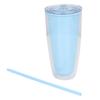 Tumbler with Lid Straw 750ml Double Wall Tumbler Large Capacity Water Bottle Wide Opening Shatterproof Light Blue