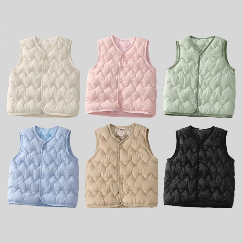 Vesta Termică pentru Copii Jachetă Fără Mâneci din Nailon Ușor, Căptușită cu Bumbac, pentru Interior/Exterior, Cardigan pentru Copil Mic, Culoare Simplă, Piesă de Stratificare Toamnă-Iarnă, Ușor de Purtat