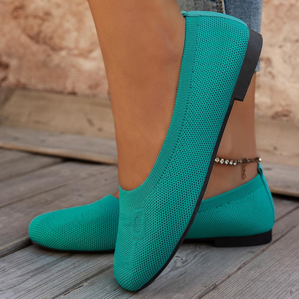 Fashion Spring and Autumn  New Outwear Solid Color Oversized Shallow Cut Shoes Women's Knitted Comfort Flat Shoes Women