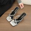 Fashion 2025 Summer Women Clip Toe Slippers Fashion Dress Slide Shoes Ladies Elegant High Heel Footwear