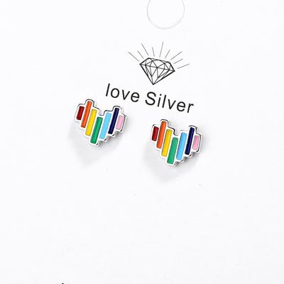 Ohrstecker aus 925er-Sterlingsilber mit niedlichem Regenbogen-Herz für Teenager, Freundin, Kind, Dame, Schmuck, Geschenke