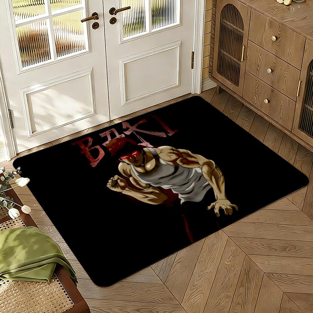 Baki the Grappler Floor Mat Soft Thickened Absorbent Non-Slip Bedroom Living Room Door Mat Home Decor Flannel Rugs