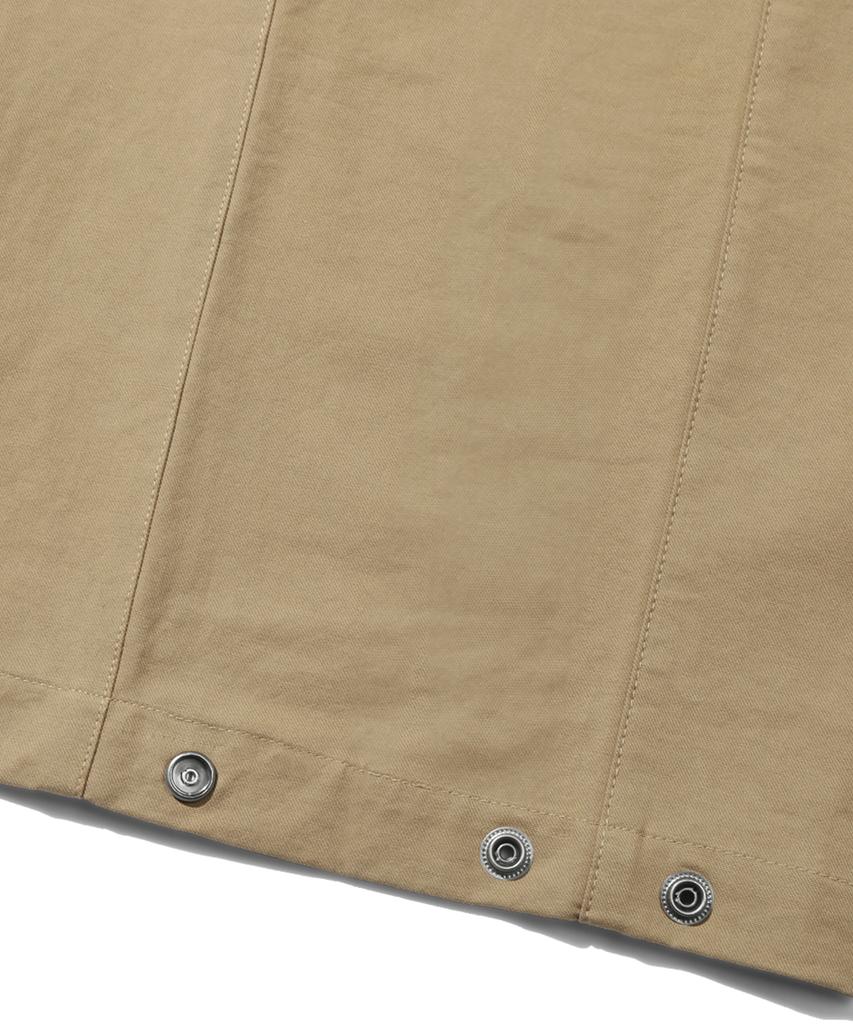 TRILLION Side Tuck Snap Button Wide Cotton Pants (Beige)