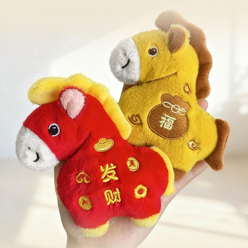 Lucky Horse Year Plush Keychain Pendant Decoration Soft Hanging Toy For Bag Car Keys Accessories