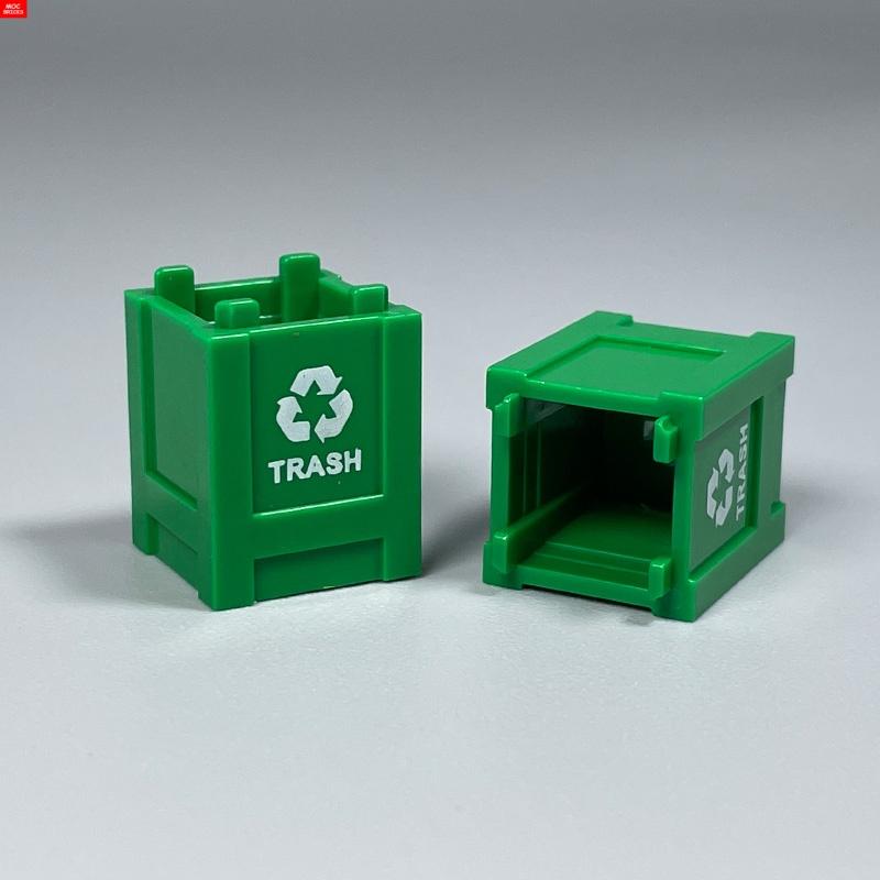 Contenitore MOC Bricks Quadrato Eco-friendly Pattumiera cestino Rifiuti Ufficio Casa Scena Accessori in Plastica Blocchi da Costruzione Giocattoli per Bambini