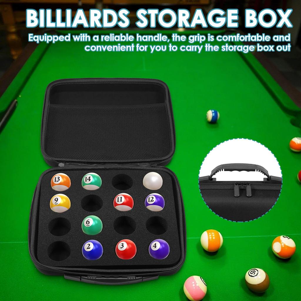 16 Grids Billiard Balls Bag Travel Pool Ball Storage Case Professional with Carry Handle and Double Zipper Billiard Accessories