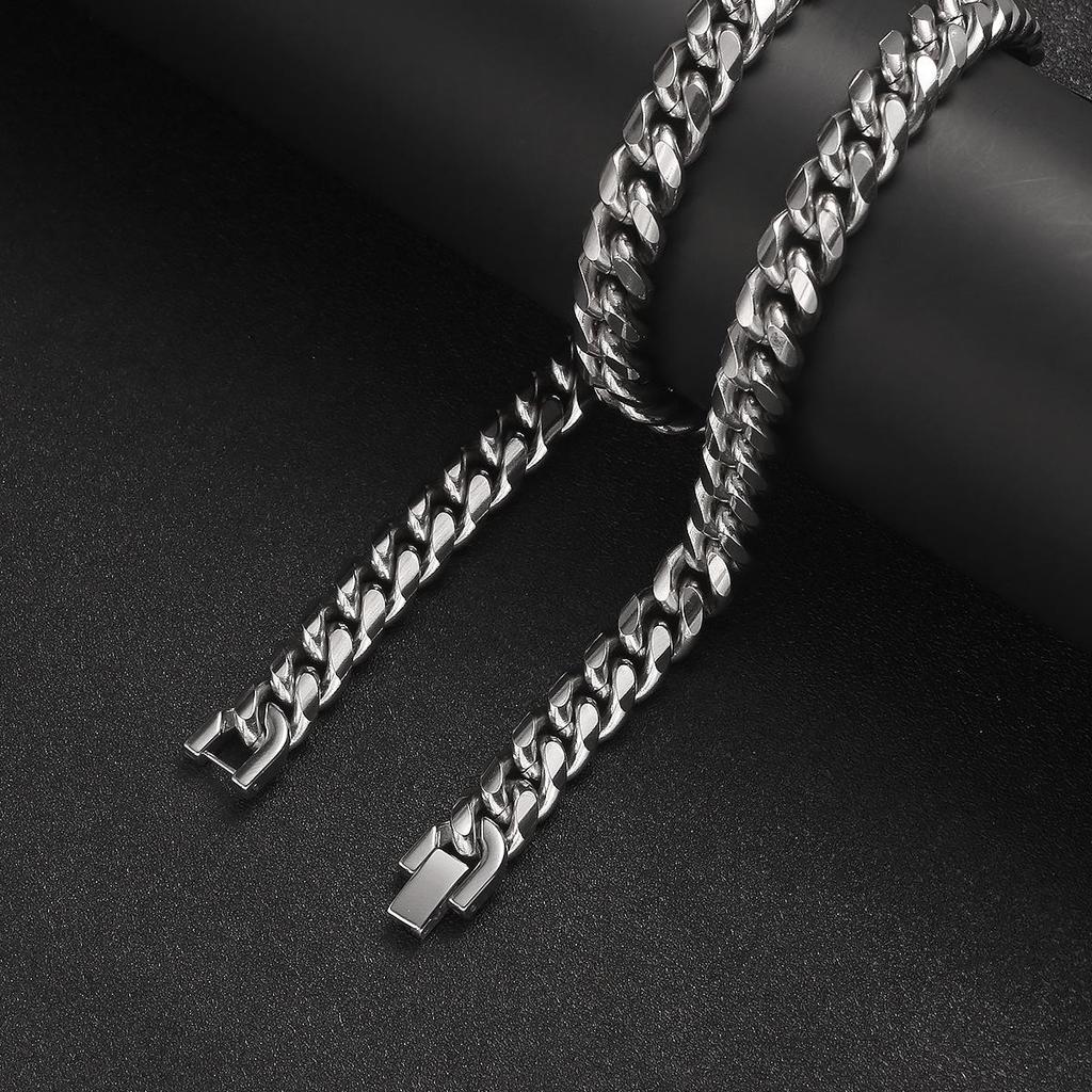 Herren Titanstahl Runde Schliff Kette Halskette Armband - Hip Hop Stil, Nicht-Verblassender Schmuck