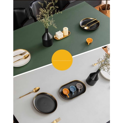 FANIVIN PU Leather Tablecloth, Table Mat, Desk Mat, Vinyl Cloth, Rectangular, Waterproof, Durable, Stain-Resistant, White/Gray, 60*120cm