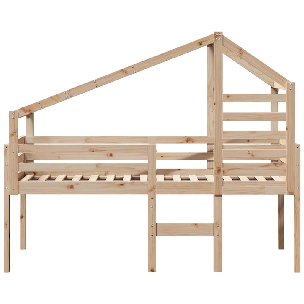 Vidaxl High Bed With Roof, 80X200 Cm, Solid Pine Wood
