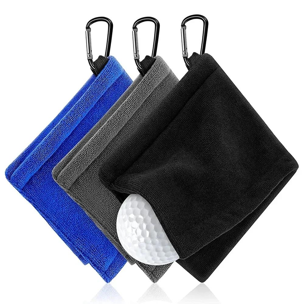 PGM Square Microfiber Golf Ball Cleaning Towel with Carabiner Hook Water Absorption Cleaner Club for Head Wipe Cloth Clean MJ002