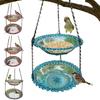 Outdoor Bird Bath Colorful Hanging Bird Bath Feeder Decorative Double Layer Bird Bath for Attract Wild Birds and Hummingbirds
