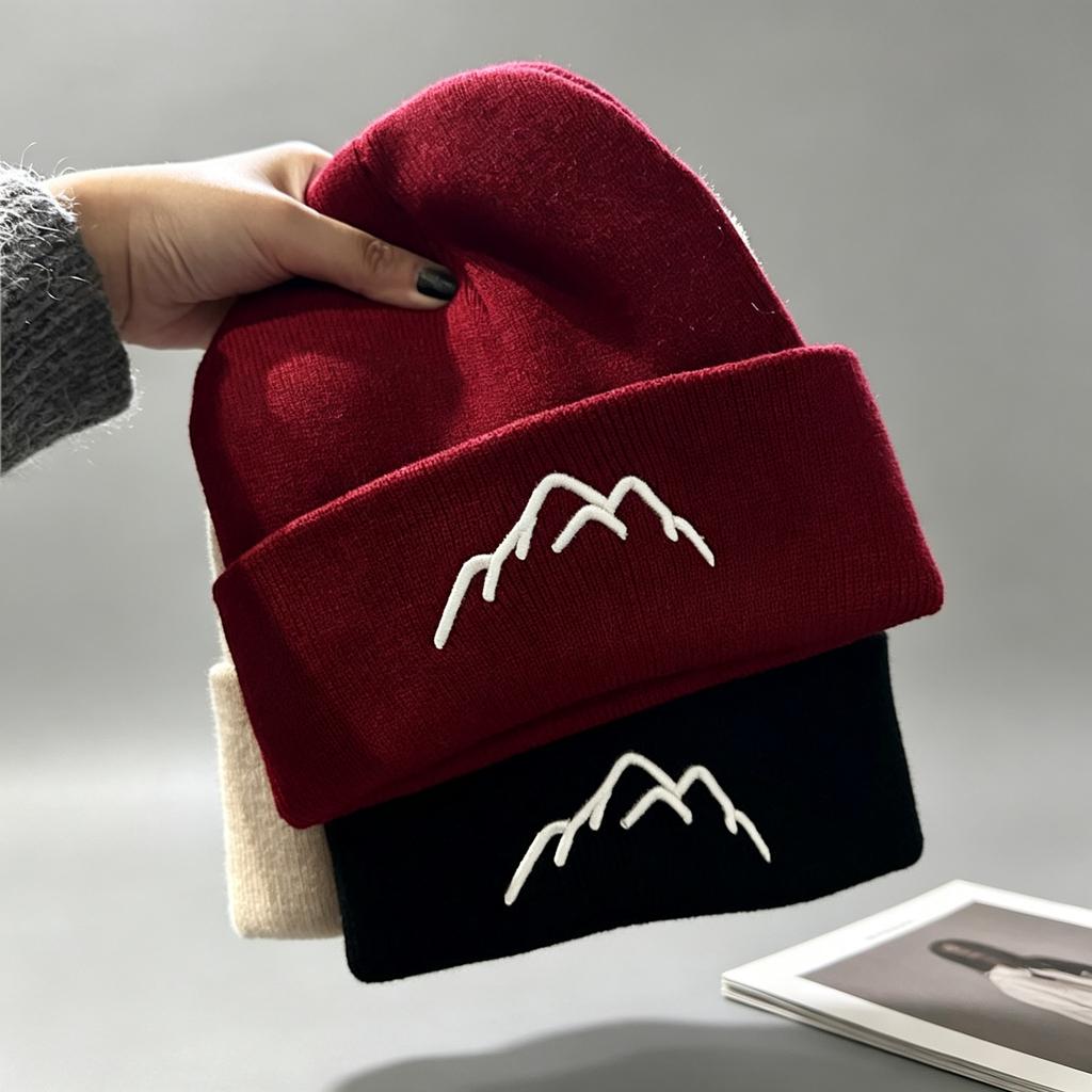 New wool hat for men and women, autumn and winter mountain solid color cold hat, warm and cold-proof pullover knitted hat