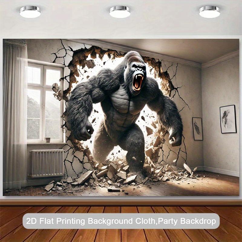 2D Plane 1 Giant Gorilla Breaking Through the Background Banner Suitable for Home Decoration