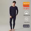 Men's Thermal Underwear Set: Antibacterial Round Neck & Thickened 250g Double-Sided Brushed Cotton for Autumn & Winter