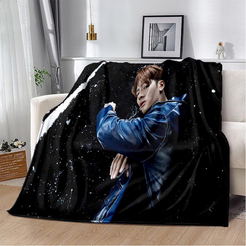 3D Jackson Wang Sångare Stjärna Mjuk Plyschfilt, Flanellfilt Kastafilt för Vardagsrum Sovrum Säng Soffa Picknick Barnpresent