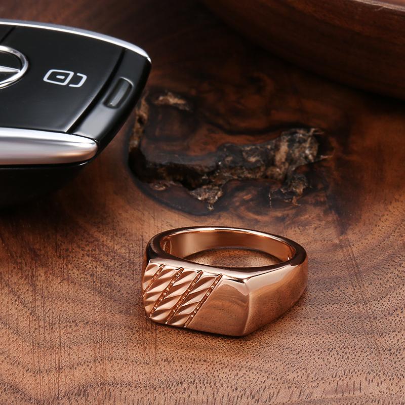 Kienl Square Glossy Gold Trendy Big Size Ring Daily Easy Matching Rings