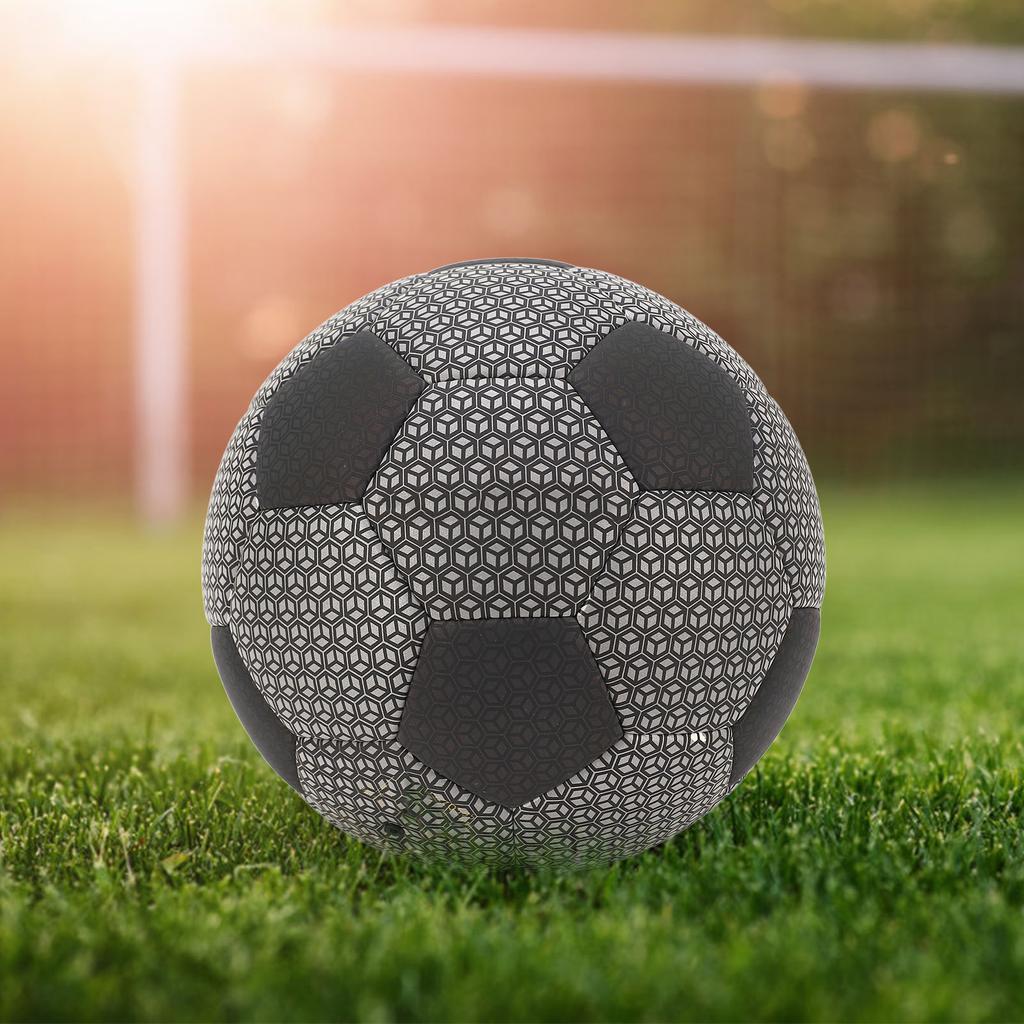 Luminous Glowing Football Holographic Reflective PU Machine Stitched Night Glowing Soccer Ball for Night Game