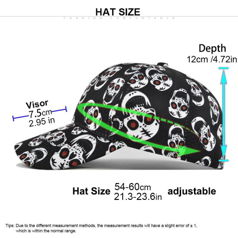 Hot-selling skull baseball cap digital draft personalized printed visor cap printed hat breathable sun hat for men and women