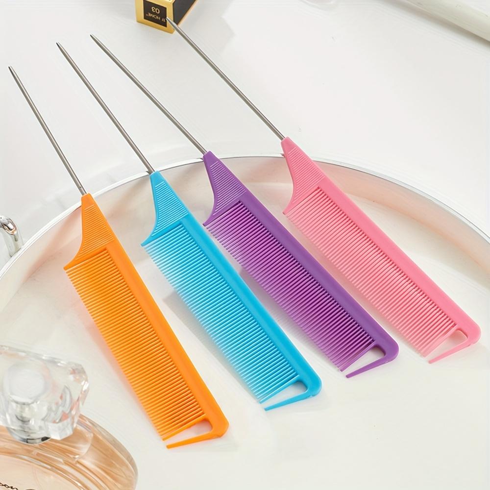 1/2/5pcs Multicolor Professional Pointed Tail Hair Comb Anti-Static Dyeing Brush Barber Steel Needle Comb Salon Hairstylist Accessories