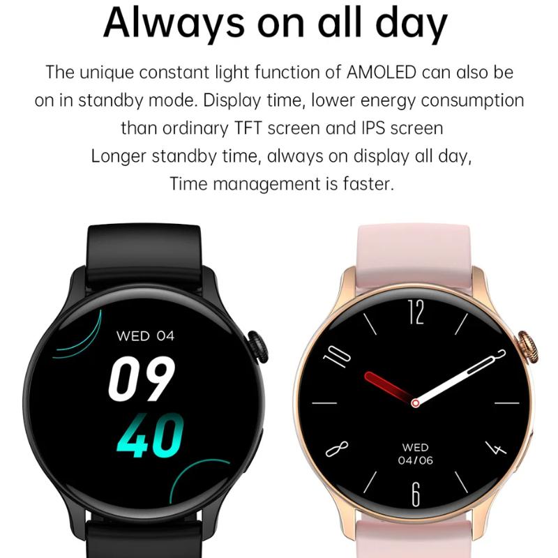 2025 New NFC GPS Smart Watch Women AMOLED Always On Display BT Call Heart Rate Blood Pressure Fitness Track Smartwatch 66*466 HD Screen