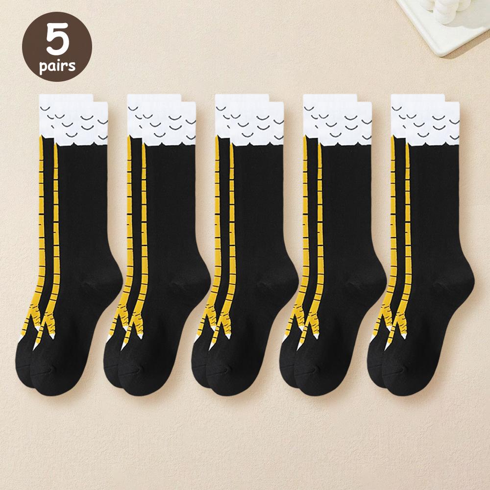 1/2/5/10 Pairs Women Knee High Socks Trendy Cartoon Funny Chicken Claw Socks Fitness Sport Casual Slim Leg Long Tube Socks Women