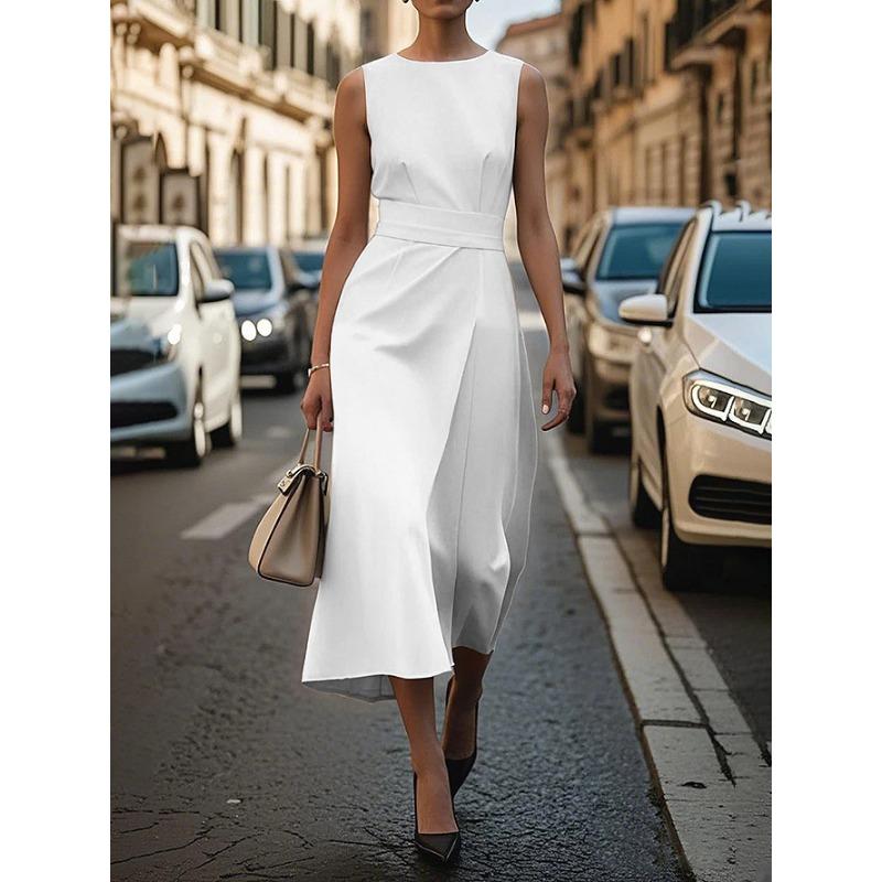 Summer Sleeveless Round Neck Fashionable Casual Long Dress