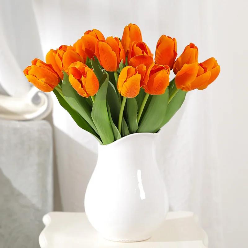 5pcs High Quality Tulip Artificial Flower Real Touch Tulip Artificial Bouquet Fake Tulips Flower for Wedding Home Garden Decor