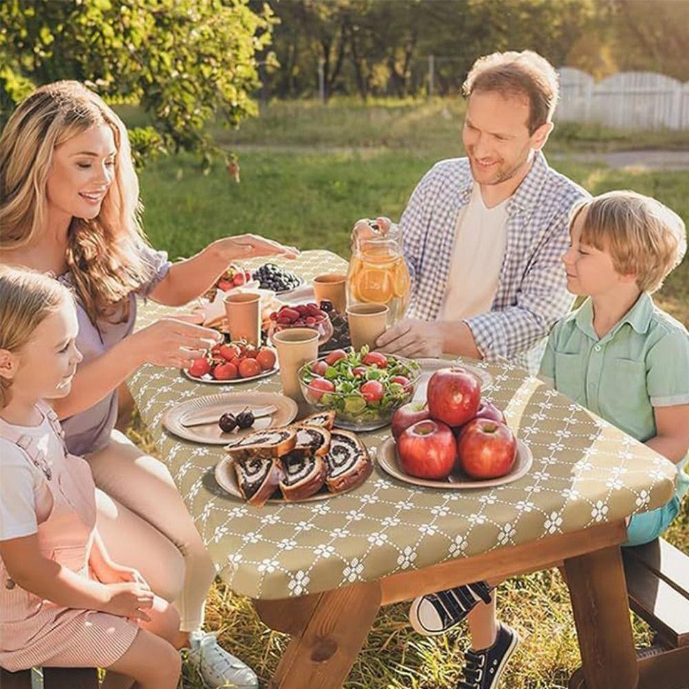 Elastic Edge Elastic Fitted Tablecloth Scratch Resistant Table Linen Table Cover  Camping