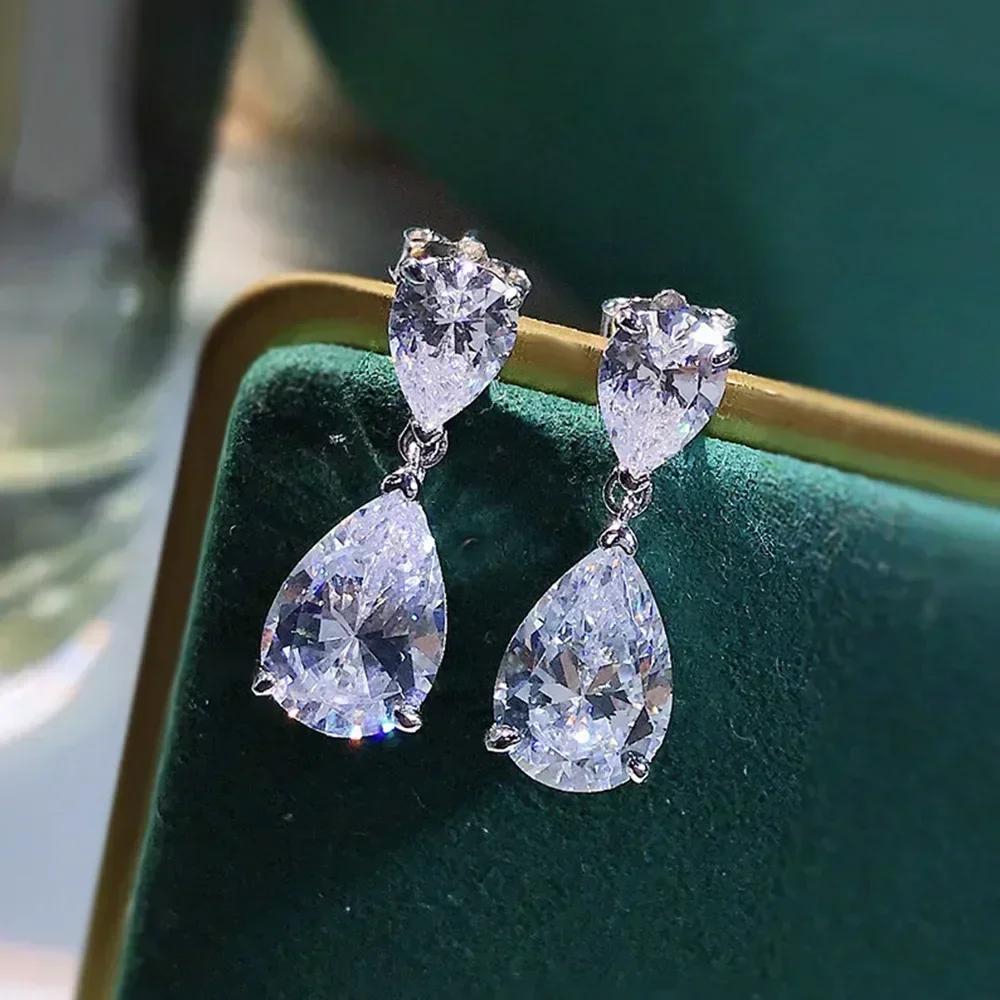 European And American Trendy Sparkling Zircon Oxide Earrings, High End Banquet Fashion Zircon Party Jewelry Long Pendant