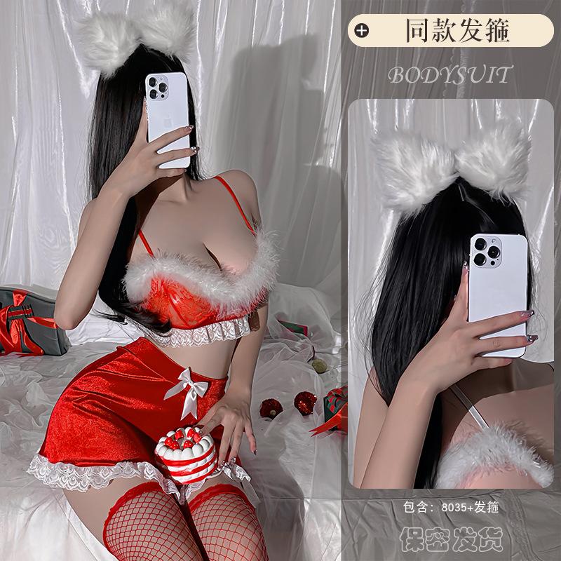 Sexy Lingerie Sexy Cute Velvet Christmas Costume Role-Playing Holiday Hot Suit Passion 8035