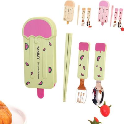 New 304 Stainless Steel Chopsticks Fork Spoon Set Reusable Portable Chopsticks Cutlery Set Non-Slip Tableware Set Home Use