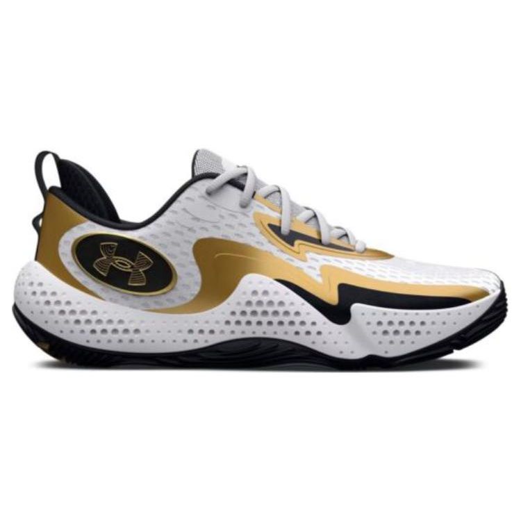 Under Armour Spawn 5 White Black Gold Men Sneakers 3026285-101