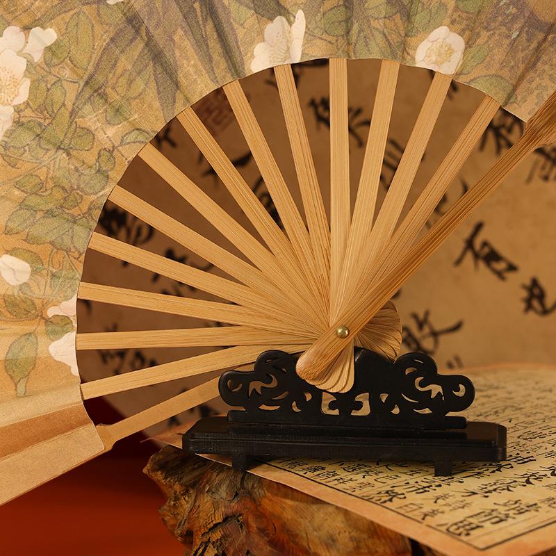 10-inch Chinese Men's Folding Fan: Ancient Style, Large for Dance & Performances