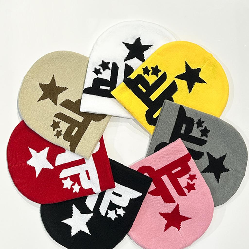 Subculture Knitted Jacquard Star Hat Punk Adult Outdoor Cycling Skiing Hat Lovely Cold Winter Keep Warm Hat for Friend