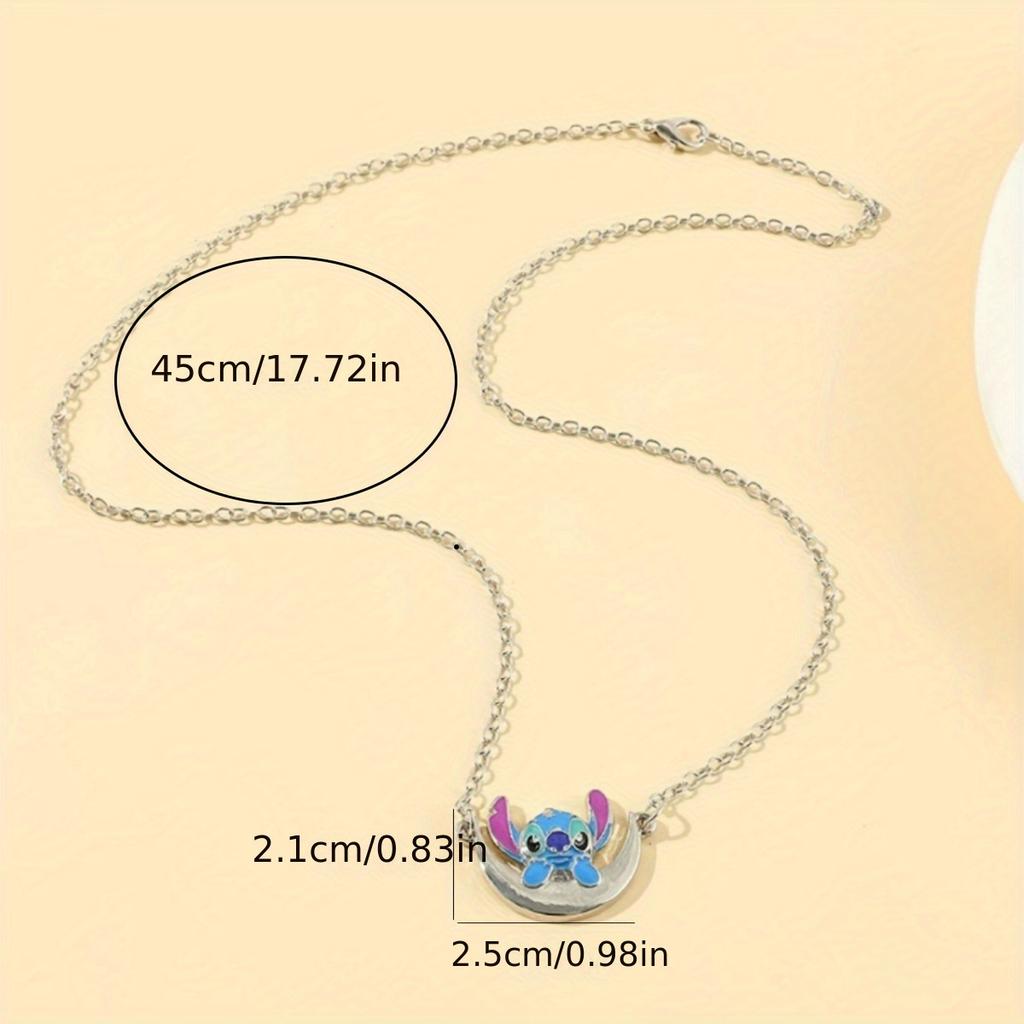 Cartoon Star Baby Cute Stitch Moon Necklace Stitch Creative Necklace Good Friend Gift Pendant