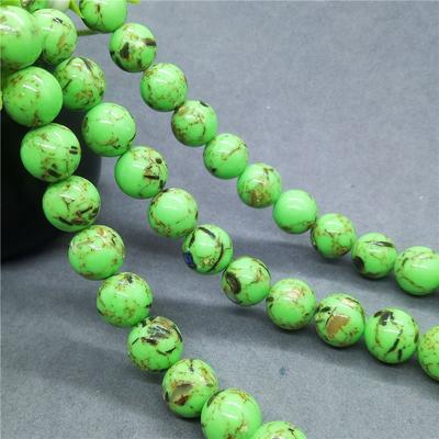 Natural Gemstone Stone Green Gold Thread Shell Turquoise Bead for Bracelet Necklace Jewelry Loose Beads