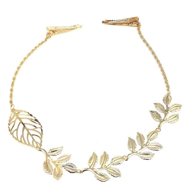RUI RUI YU Gold Metal Leaf Hairgrip Hair Chain Hairpins Headband Hair Accessories Hair Clips for Bride Women