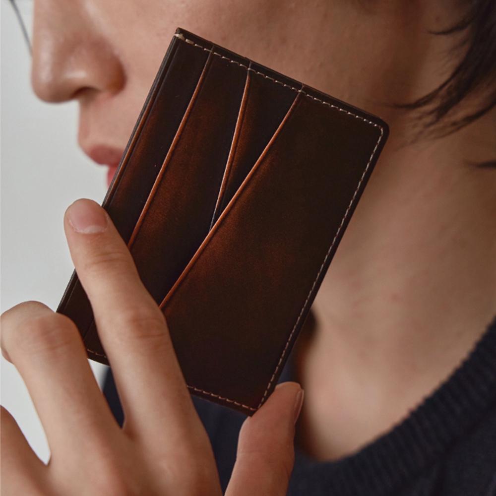 Matt [Slim X Simple] Adobang Leather Card Wallet Two-Tone Brown