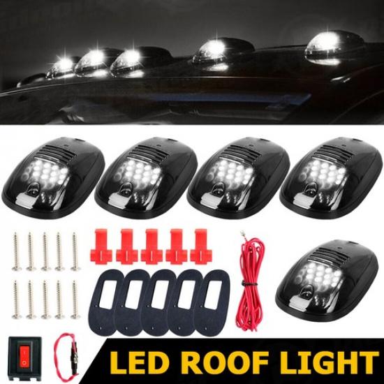 5x Smoked Lens LED Rooftop Cab Running Marker Light for Dodge RAM 1500 2500 3500
