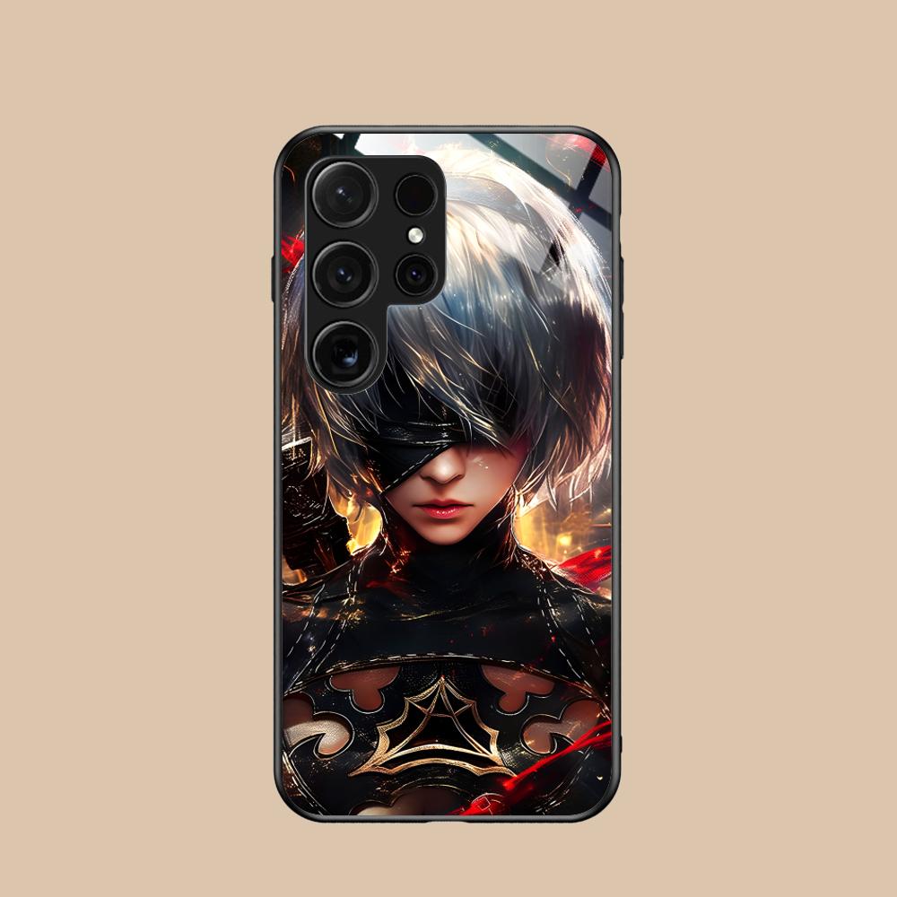 Anime Nier 2B Glass Mobile Phone Case for Samsung Galaxy A56 55 54 53 52 51 36 35 34 23 16 15 5G Colorful Cover